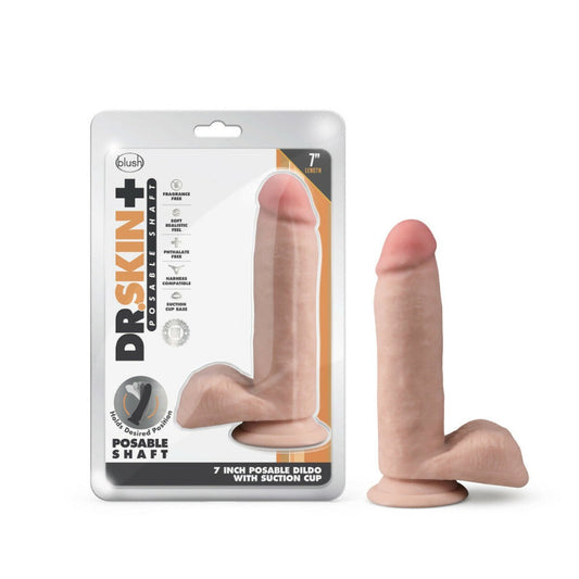 Dr Skin Plus 7"  Posable Vanilla – Rechargeable, Discreet, Intimate Wellness Accessory – Quiet, Rechargeable, Waterproof, Couples & Solo Use, Discreet Intimate Wellness Accessory