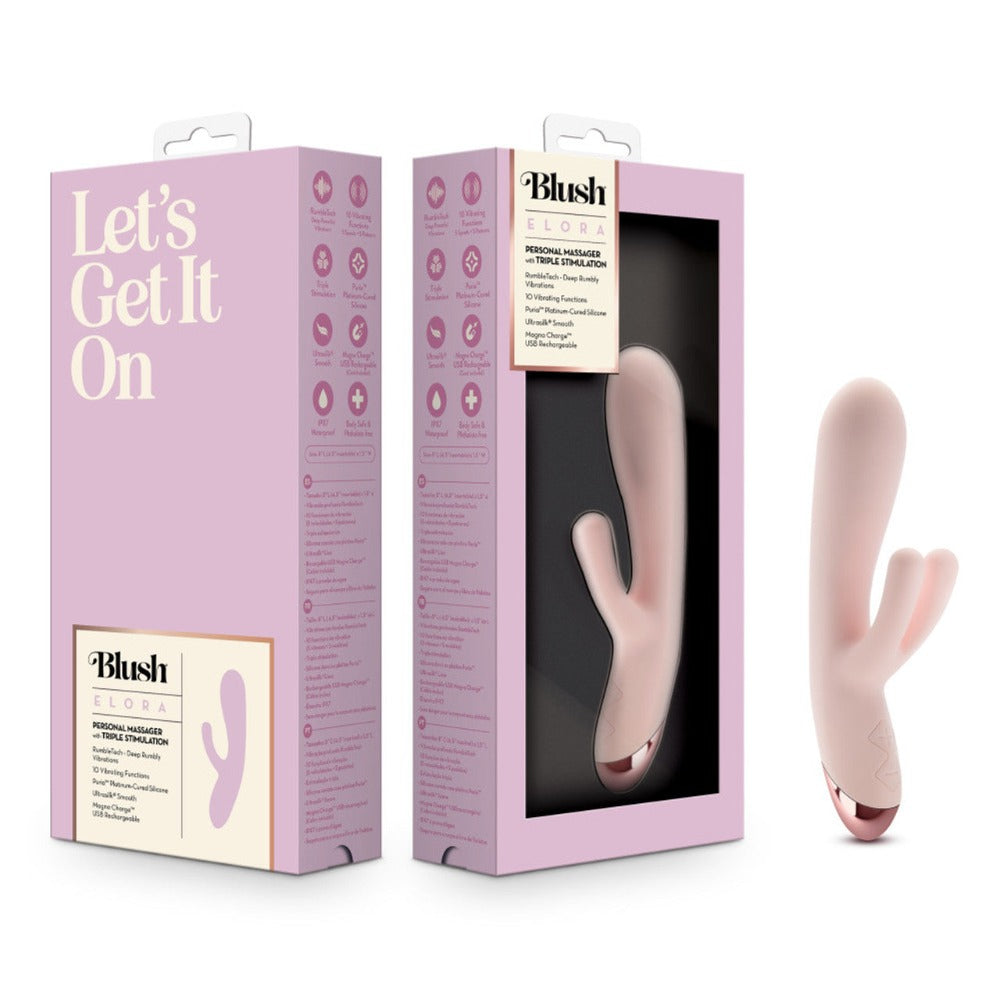Blush Elora - Triple Stim - Pink – Rechargeable, Discreet, Intimate Wellness Accessory – Quiet, Rechargeable, Waterproof, Couples & Solo Use, Discreet Intimate Wellness Accessory