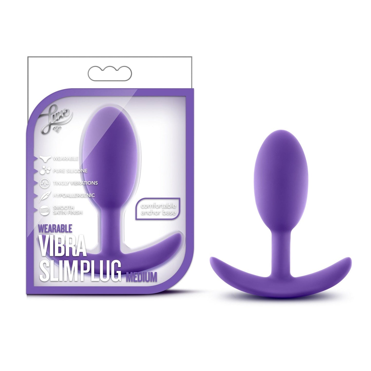 Luxe Wearable Vibra Slim Plug - Med - Pu – Rechargeable, Discreet, Intimate Wellness Accessory – Quiet, Rechargeable, Waterproof, Couples & Solo Use, Discreet Intimate Wellness Accessory