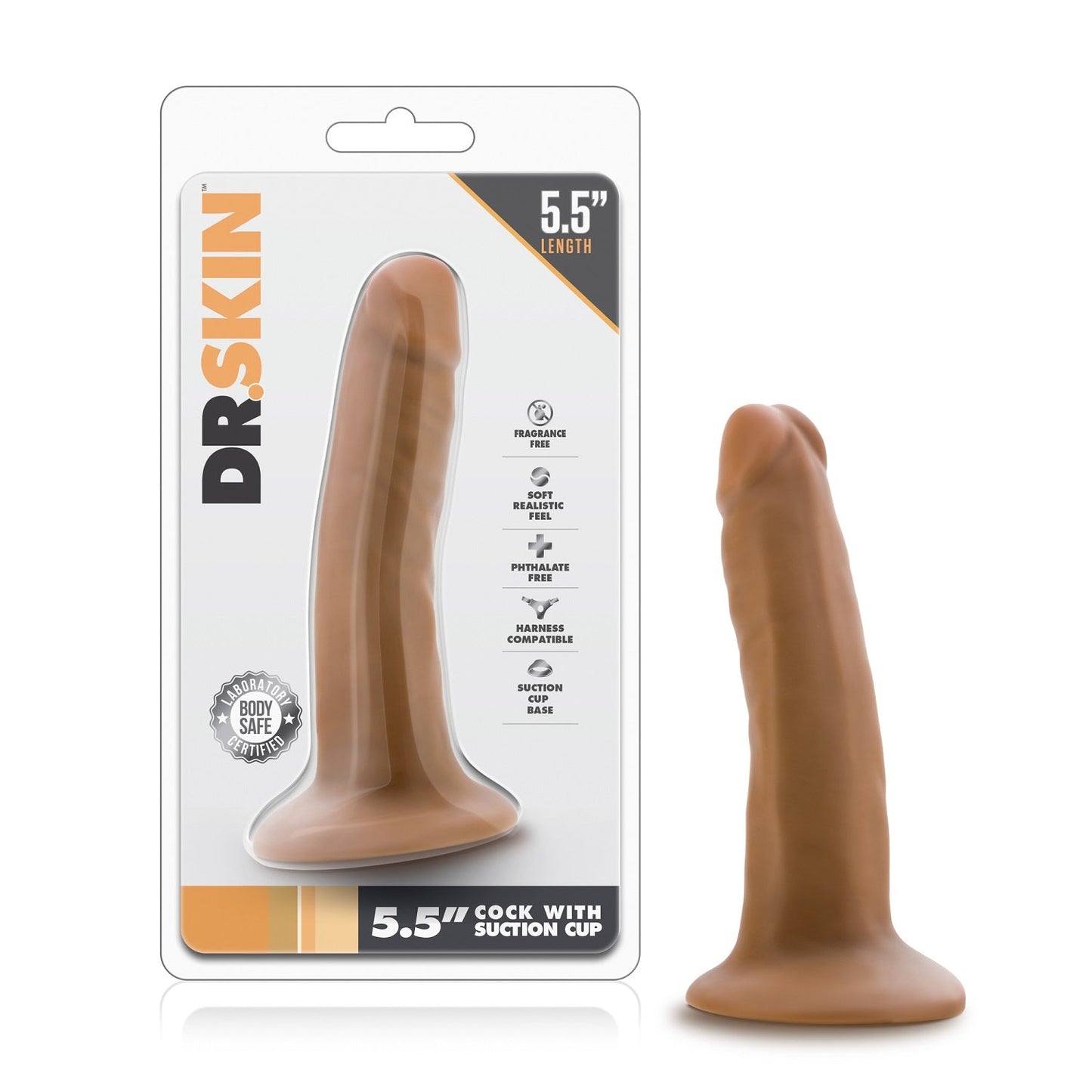 Dr Skin 5.5" personal massager w Suction Cup - Mocha – Rechargeable, Discreet, Intimate Wellness Accessory – Quiet, Rechargeable, Waterproof, Couples & Solo Use, Discreet Intimate Wellness Accessory