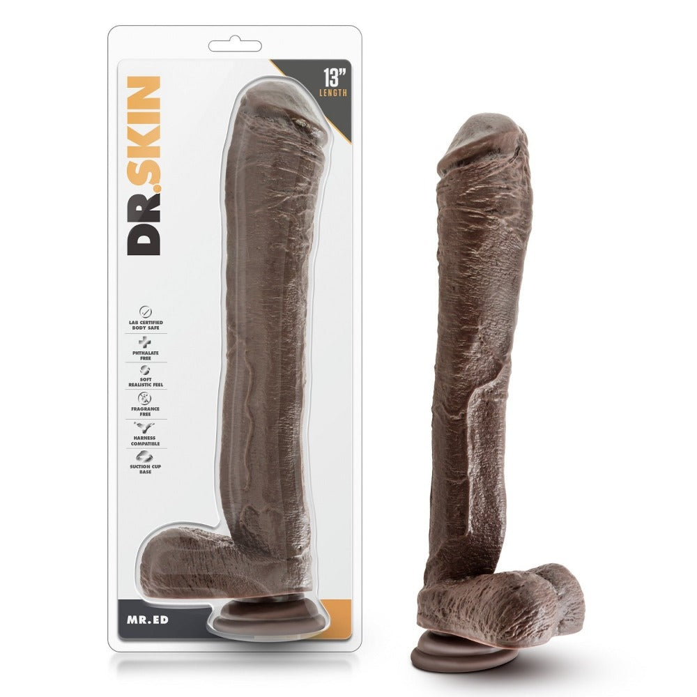 Dr Skin Mr Ed 13" personal massager - Chocolate – Rechargeable, Discreet, Intimate Wellness Accessory – Quiet, Rechargeable, Waterproof, Couples & Solo Use, Discreet Intimate Wellness Accessory