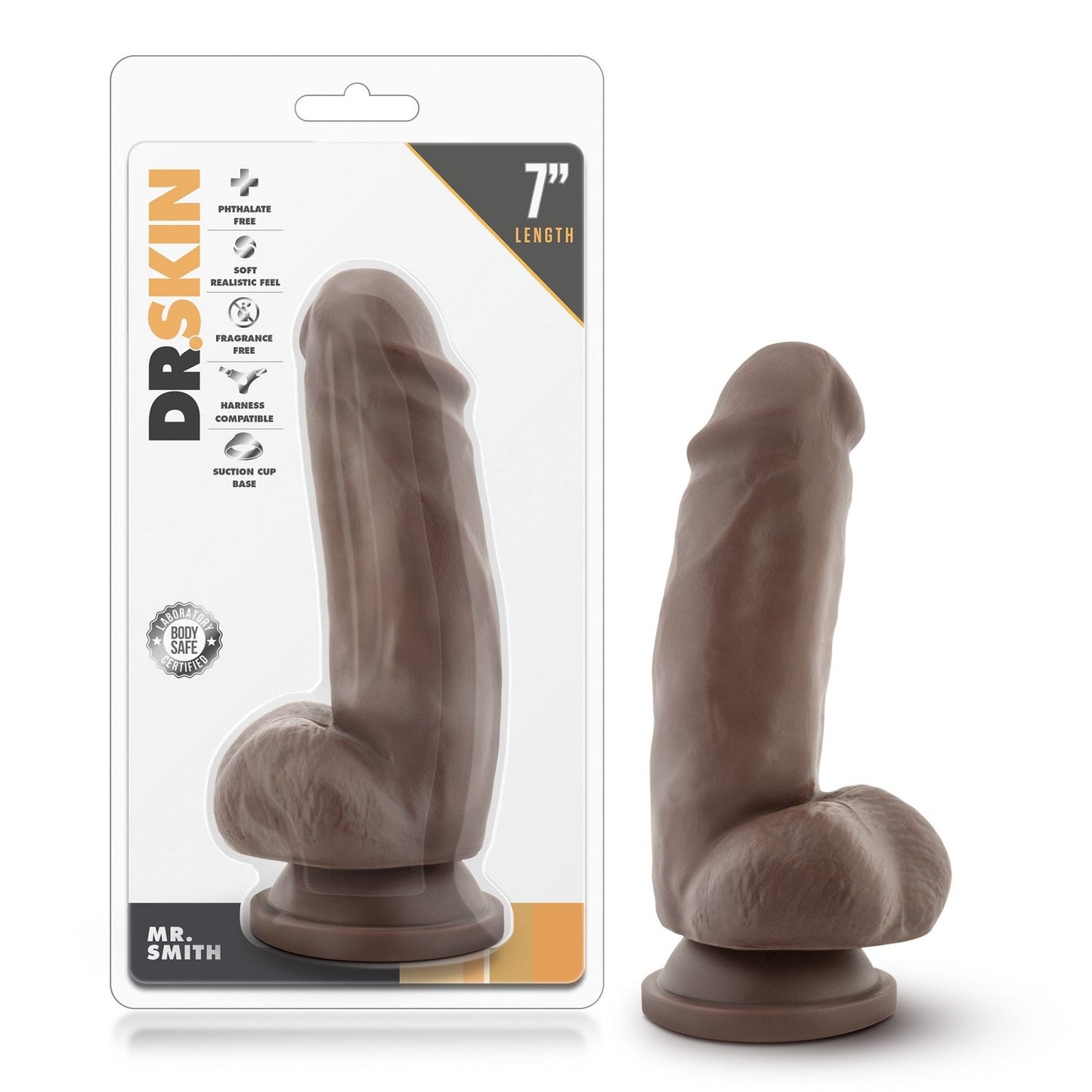 Dr Skin Mr Smith 7" personal massager - Chocolate – Rechargeable, Discreet, Intimate Wellness Accessory – Quiet, Rechargeable, Waterproof, Couples & Solo Use, Discreet Intimate Wellness Accessory