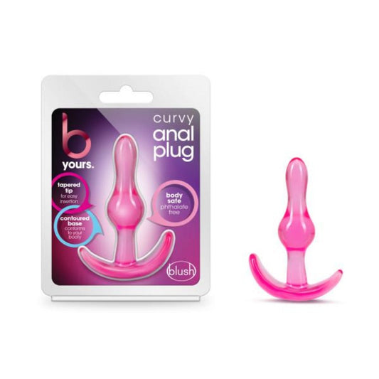 B Yours Curvy backdoor Plug - Pink – Rechargeable, Discreet, Intimate Wellness Accessory – Quiet, Rechargeable, Waterproof, Couples & Solo Use, Discreet Intimate Wellness Accessory