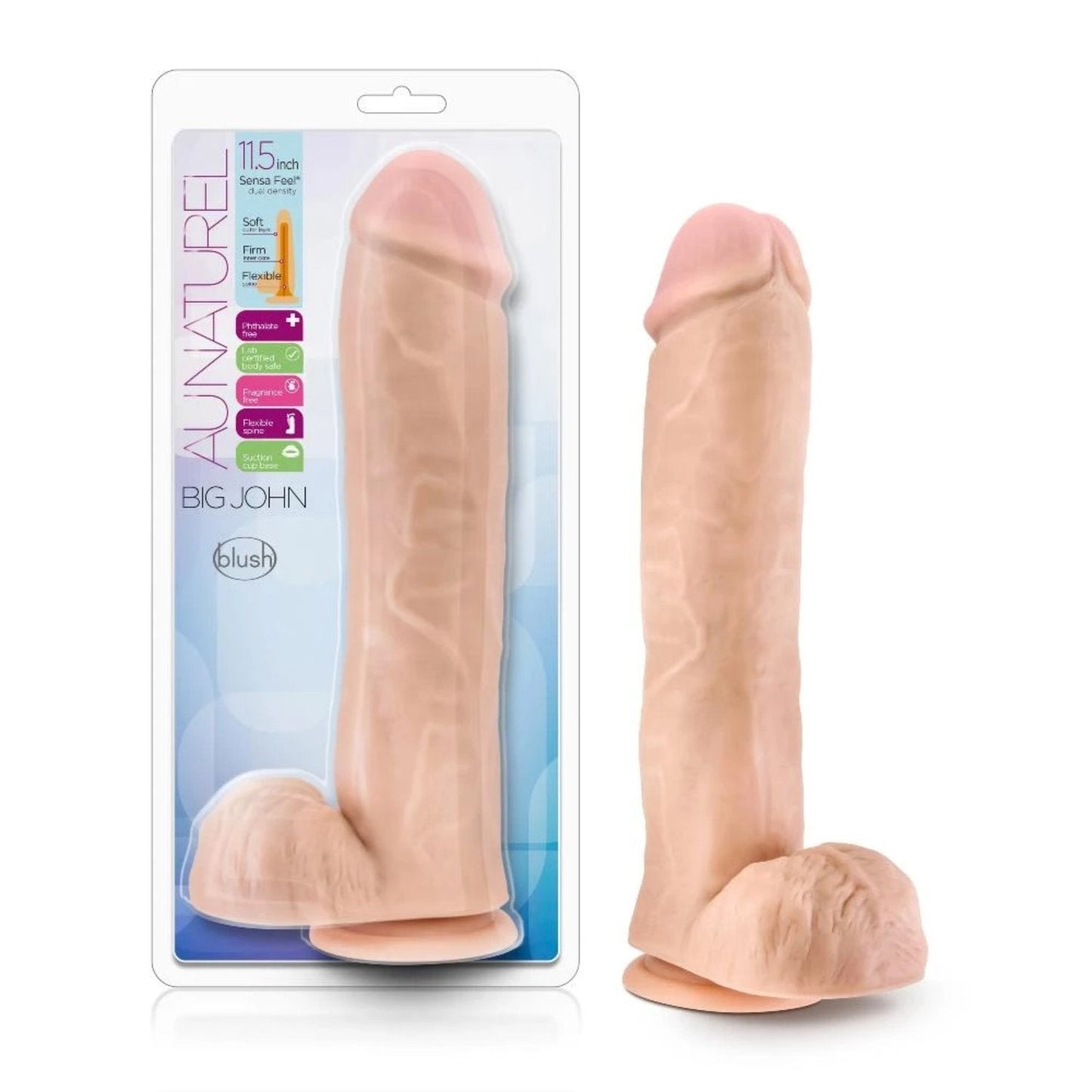 Au Naturel Big John 11.5 Sensa Feel – Rechargeable, Discreet, Intimate Wellness Accessory – Quiet, Rechargeable, Waterproof, Couples & Solo Use, Discreet Intimate Wellness Accessory