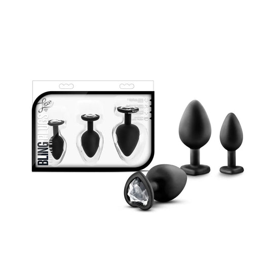Luxe Bling Plugs Training Kit - White Gems 3pc – Rechargeable, Discreet, Intimate Wellness Accessory – Quiet, Rechargeable, Waterproof, Couples & Solo Use, Discreet Intimate Wellness Accessory