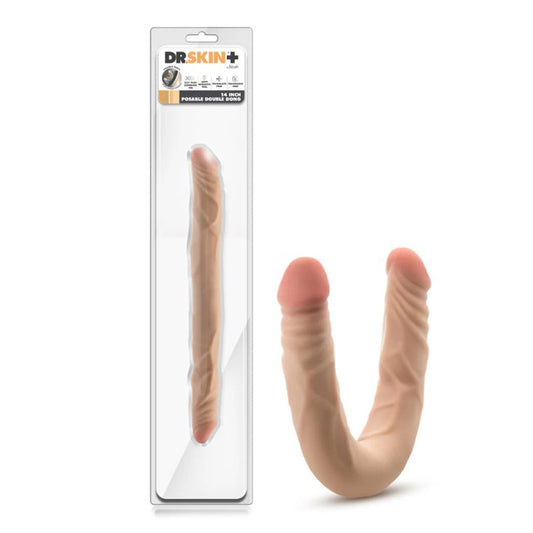 Dr. Skin Plus - 14” Posable Double Dong – Rechargeable, Discreet, Intimate Wellness Accessory – Quiet, Rechargeable, Waterproof, Couples & Solo Use, Discreet Intimate Wellness Accessory