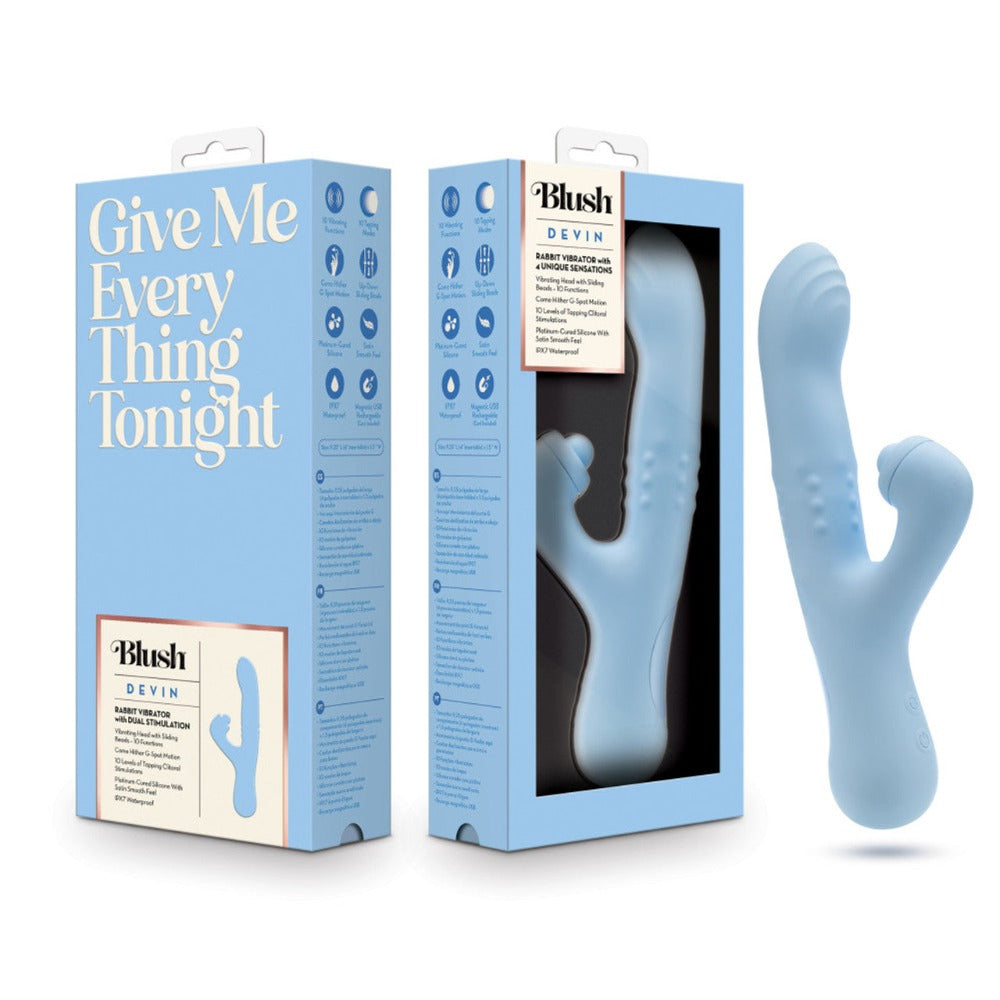 Blush Devin - Sliding Beads/Tapping G – Rechargeable, Discreet, Intimate Wellness Accessory – Quiet, Rechargeable, Waterproof, Couples & Solo Use, Discreet Intimate Wellness Accessory