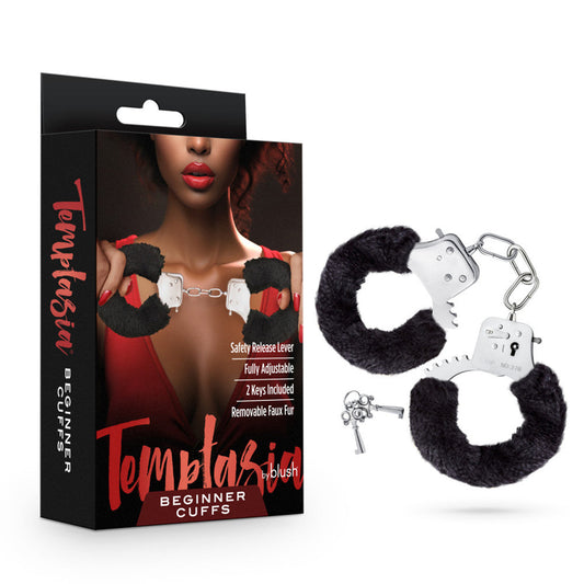 Temptasia - Beginner Cuffs - Black Fur – Rechargeable, Discreet, Intimate Wellness Accessory – Quiet, Rechargeable, Waterproof, Couples & Solo Use, Discreet Intimate Wellness Accessory