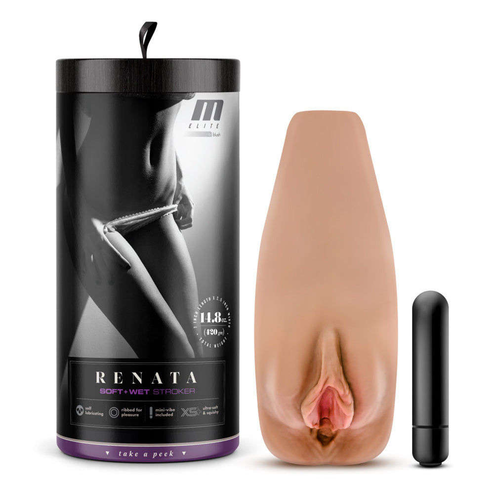 M Elite Soft and Wet - Renata - Tan – Rechargeable, Discreet, Intimate Wellness Accessory – Quiet, Rechargeable, Waterproof, Couples & Solo Use, Discreet Intimate Wellness Accessory