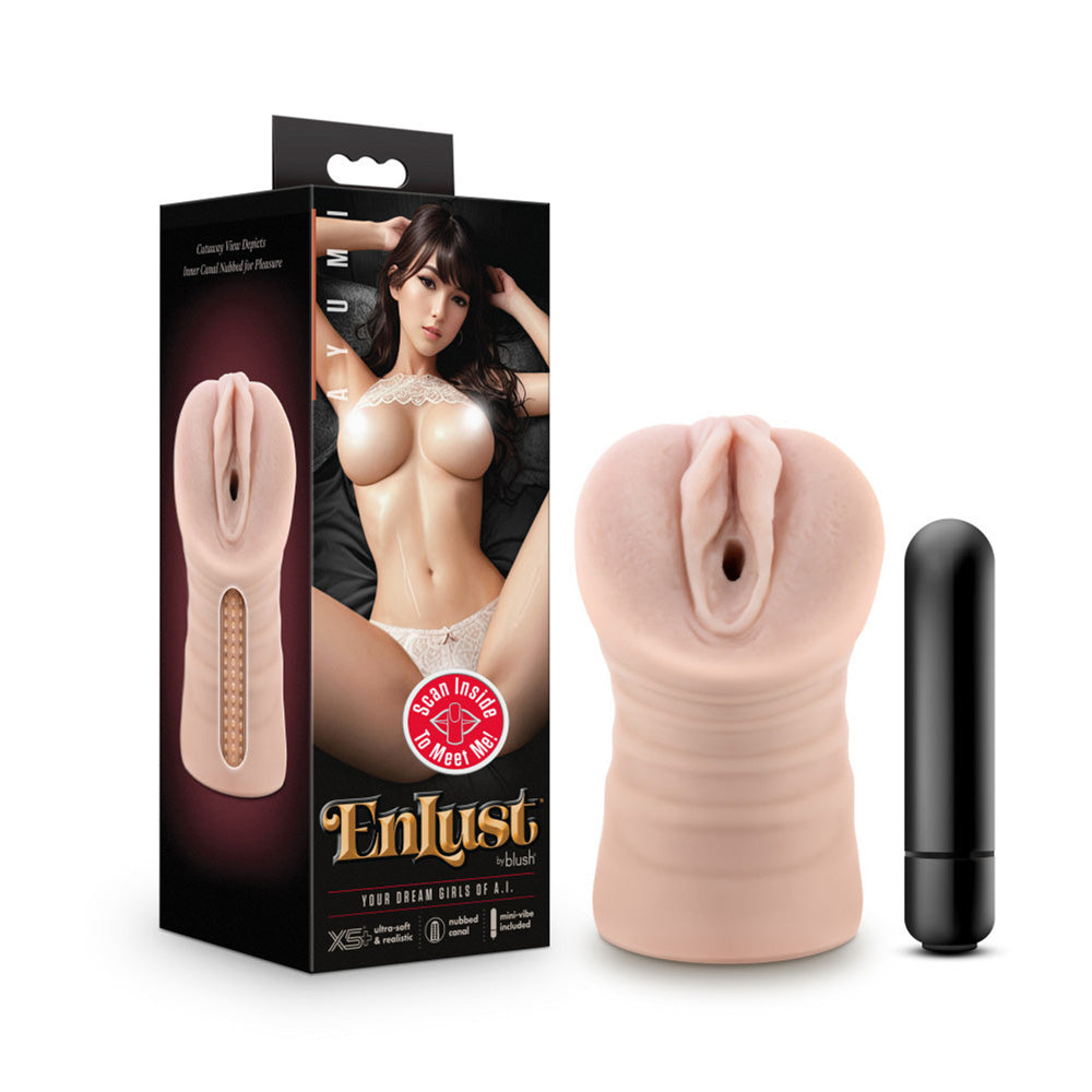 EnLust Ayumi - Vibrating Stroker - Beige – Rechargeable, Discreet, Intimate Wellness Accessory – Quiet, Rechargeable, Waterproof, Couples & Solo Use, Discreet Intimate Wellness Accessory