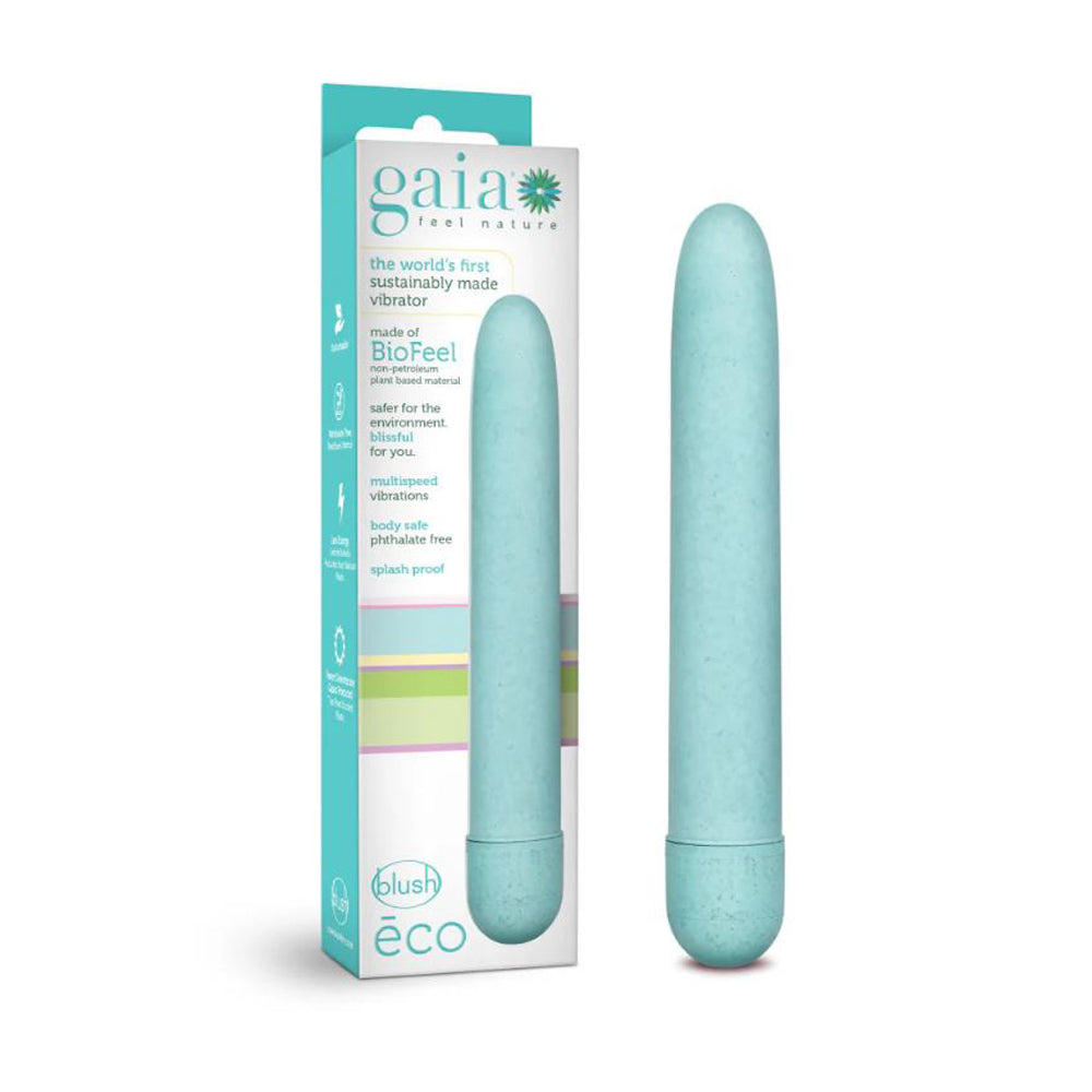 Gaia - Eco 7" Straight Vibe - Aqua – Rechargeable, Discreet, Intimate Wellness Accessory – Quiet, Rechargeable, Waterproof, Couples & Solo Use, Discreet Intimate Wellness Accessory