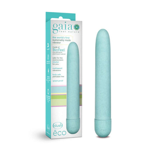 Gaia - Eco 7" Straight Vibe - Aqua – Rechargeable, Discreet, Intimate Wellness Accessory – Quiet, Rechargeable, Waterproof, Couples & Solo Use, Discreet Intimate Wellness Accessory