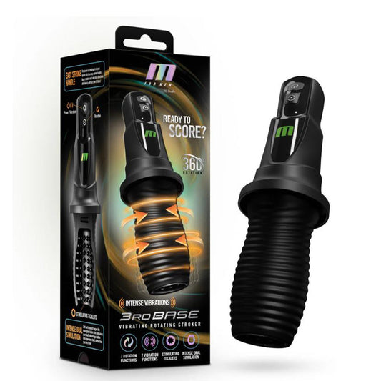 M for Men - 3rd Base - Black – Rechargeable, Discreet, Intimate Wellness Accessory – Quiet, Rechargeable, Waterproof, Couples & Solo Use, Discreet Intimate Wellness Accessory