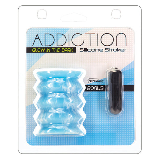 Addiction Silicone Stroker Glow in the Dark-Blue.