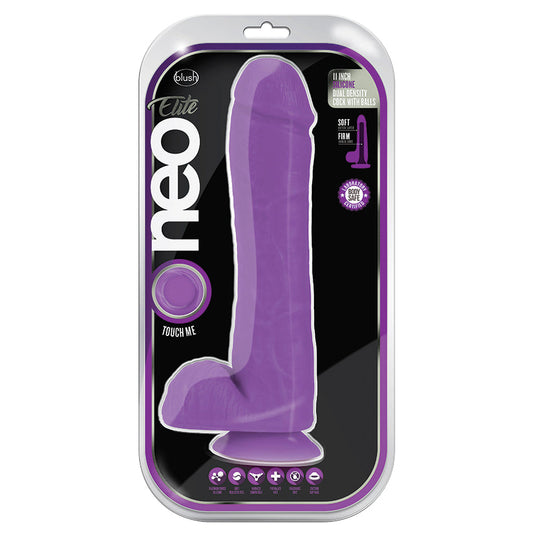 Neo Elite Silicone Dual Density Cock with Balls-Neon Purple 11.