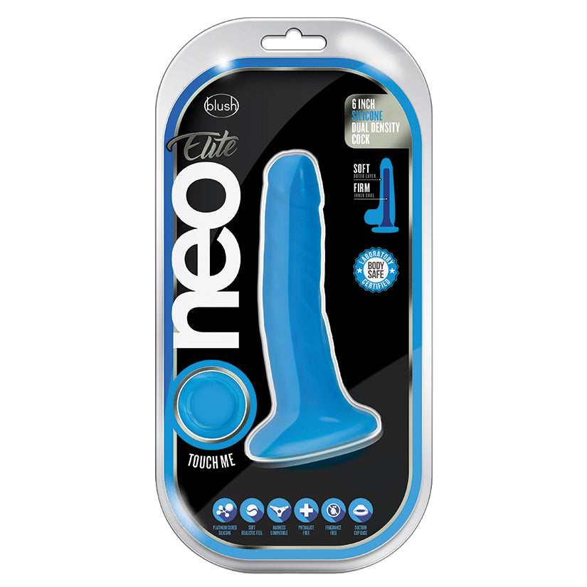 Neo Elite Silicone Dual Density Cock-Neon Blue 6.