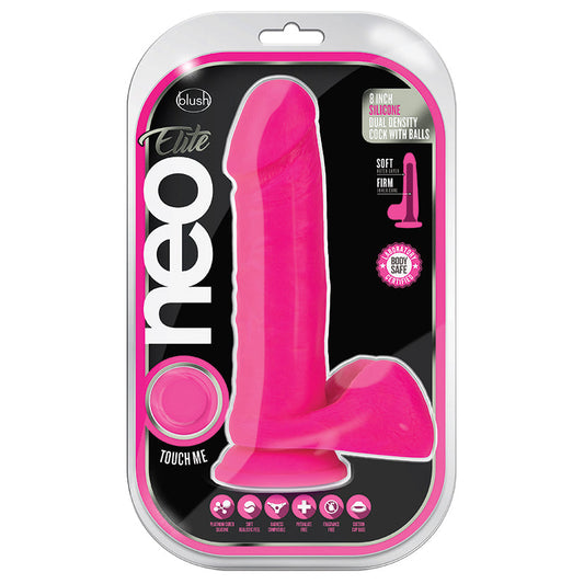 Neo Elite Silicone Dual Density Cock with Balls-Neon Pink 8.