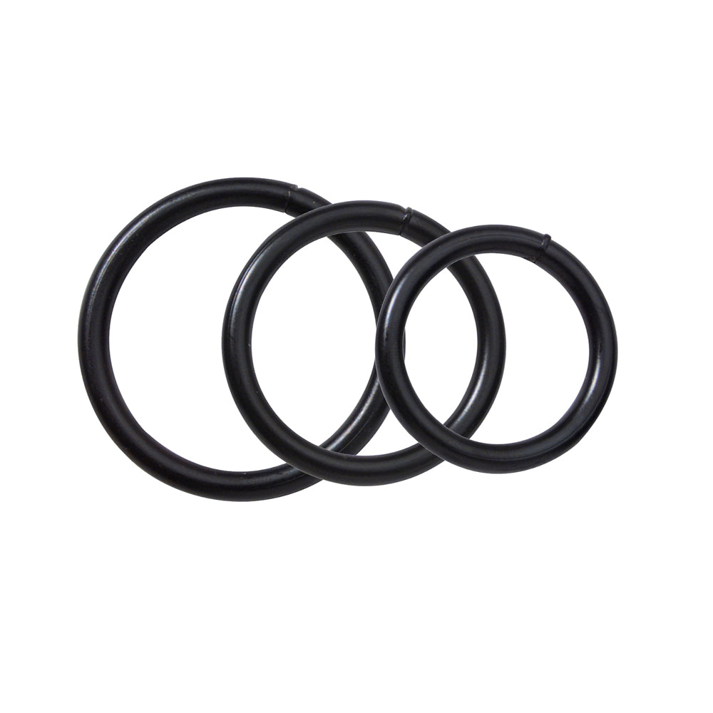 Black Metal Ring Set - 3pc 1.5/1.75/2" – Rechargeable, Discreet, Intimate Wellness Accessory – Quiet, Rechargeable, Waterproof, Couples & Solo Use, Discreet Intimate Wellness Accessory