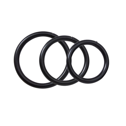 Black Metal Ring Set - 3pc 1.5/1.75/2" – Rechargeable, Discreet, Intimate Wellness Accessory – Quiet, Rechargeable, Waterproof, Couples & Solo Use, Discreet Intimate Wellness Accessory