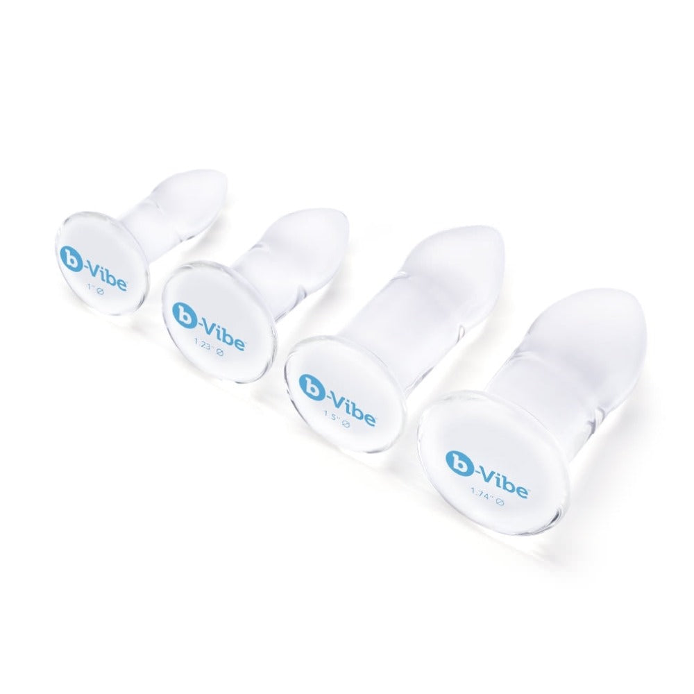 b-Vibe backdoor Dilators Set - 4 pc glass * – Rechargeable, Discreet, Intimate Wellness Accessory – Quiet, Rechargeable, Waterproof, Couples & Solo Use, Discreet Intimate Wellness Accessory