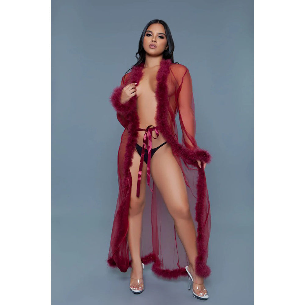 Marabou Robe - Maroon – Rechargeable, Discreet, Intimate Wellness Accessory – Quiet, Rechargeable, Waterproof, Couples & Solo Use, Discreet Intimate Wellness Accessory