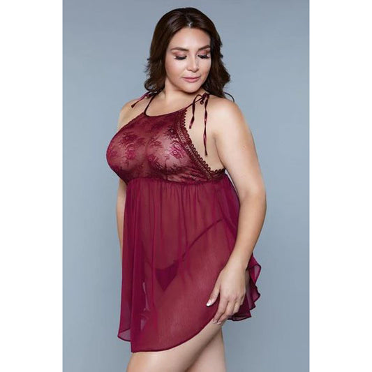 Alana boxed Chemise - Burgundy - 2X  * – Rechargeable, Discreet, Intimate Wellness Accessory – Quiet, Rechargeable, Waterproof, Couples & Solo Use, Discreet Intimate Wellness Accessory