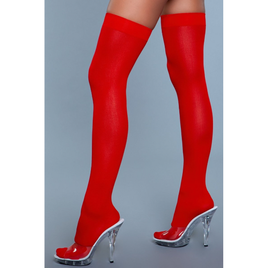 Opaque Nylon Thigh Highs - Red – Rechargeable, Discreet, Intimate Wellness Accessory – Quiet, Rechargeable, Waterproof, Couples & Solo Use, Discreet Intimate Wellness Accessory