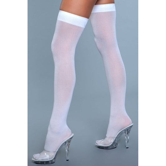 Opaque Nylon Thigh Highs - White – Rechargeable, Discreet, Intimate Wellness Accessory – Quiet, Rechargeable, Waterproof, Couples & Solo Use, Discreet Intimate Wellness Accessory