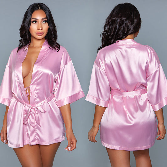 BeWicked Satin Robe-Pink 1X-Hanging.