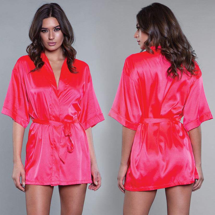 BeWicked Satin Robe-Hot Pink X-Large-Hanging.