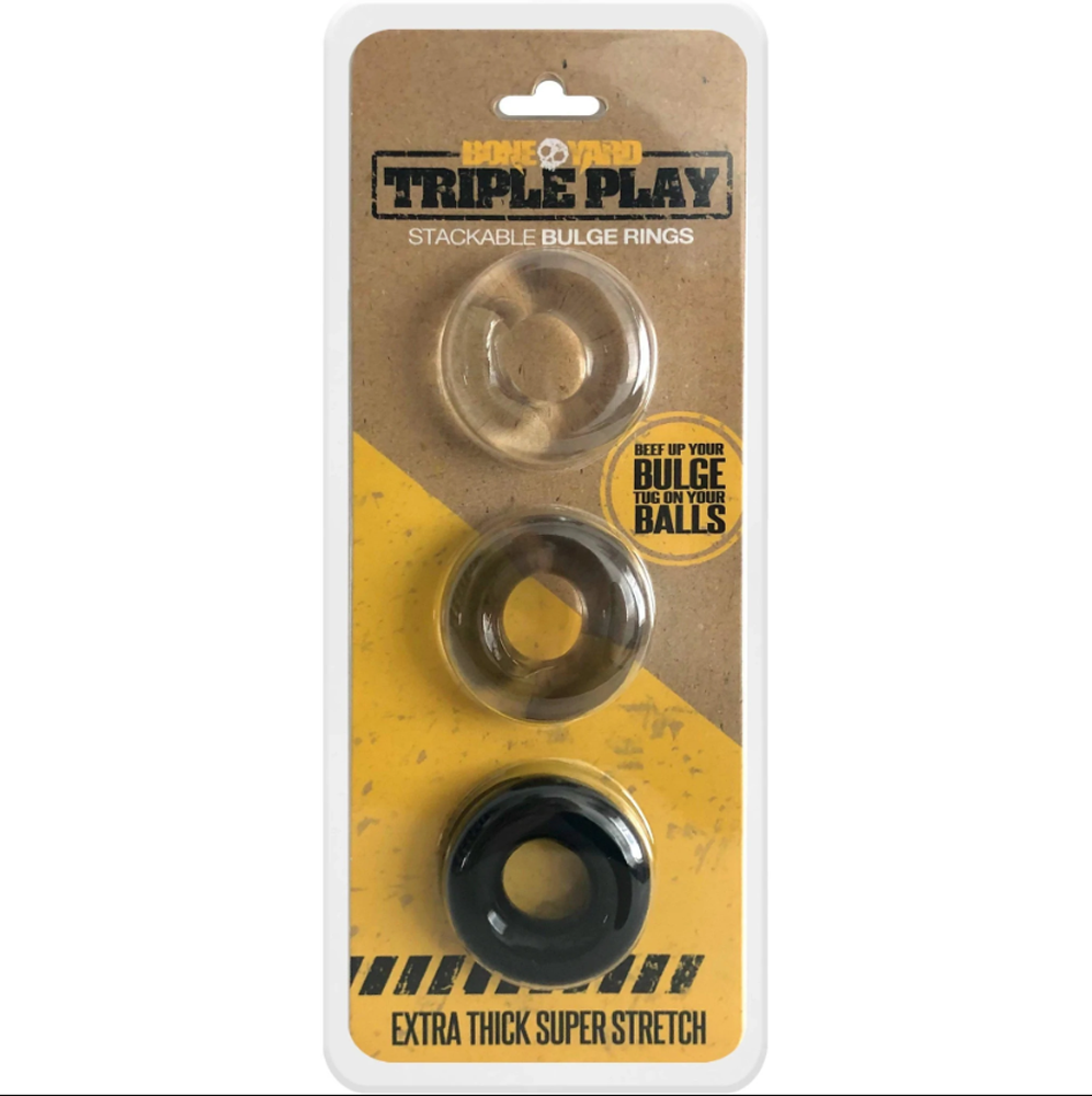 BoneYard Triple Play male Ring – Rechargeable, Discreet, Intimate Wellness Accessory – Quiet, Rechargeable, Waterproof, Couples & Solo Use, Discreet Intimate Wellness Accessory