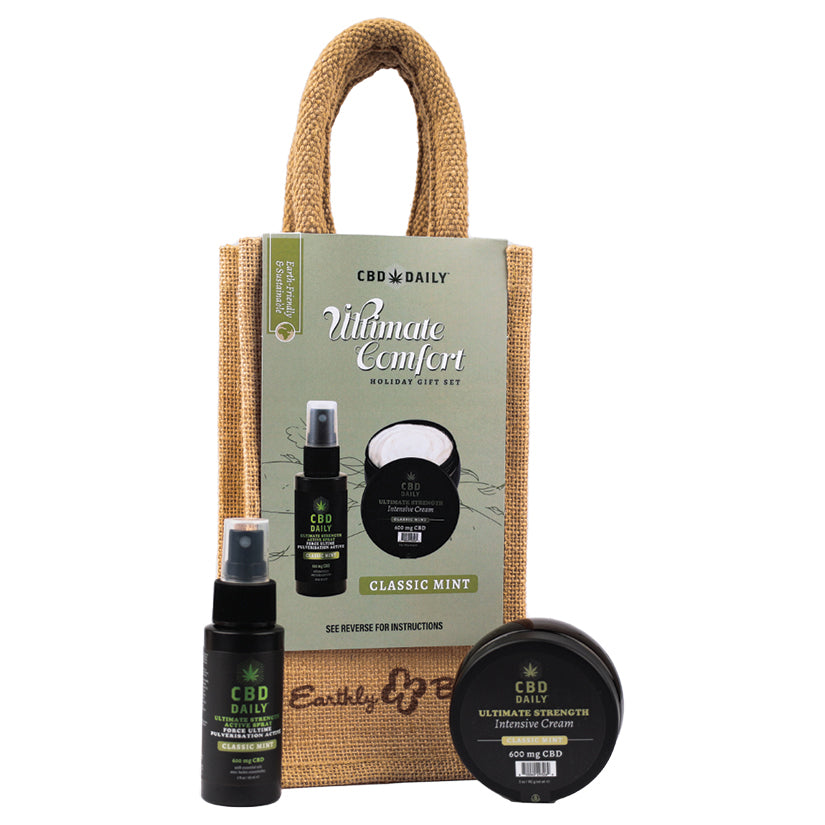 Earthly Body CBD Daily Ultimate Strength Holiday Jute Bag-Mint.