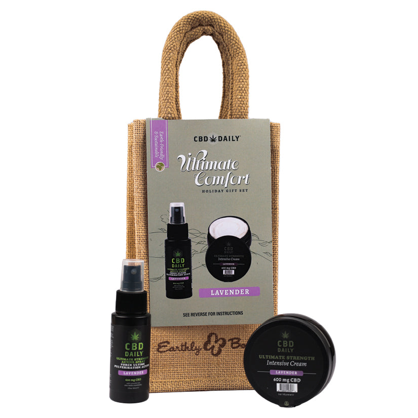 Earthly Body CBD Daily Ultimate Strength Holiday Jute Bag-Lavender.