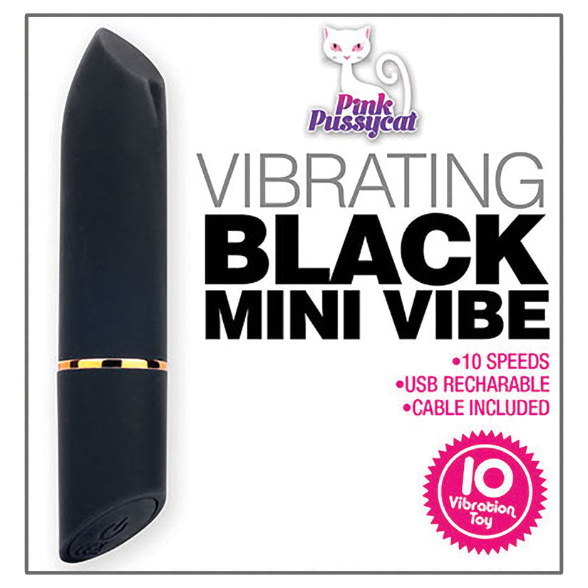 Pink Pussycat Vibrating Mini Vibe-Black.