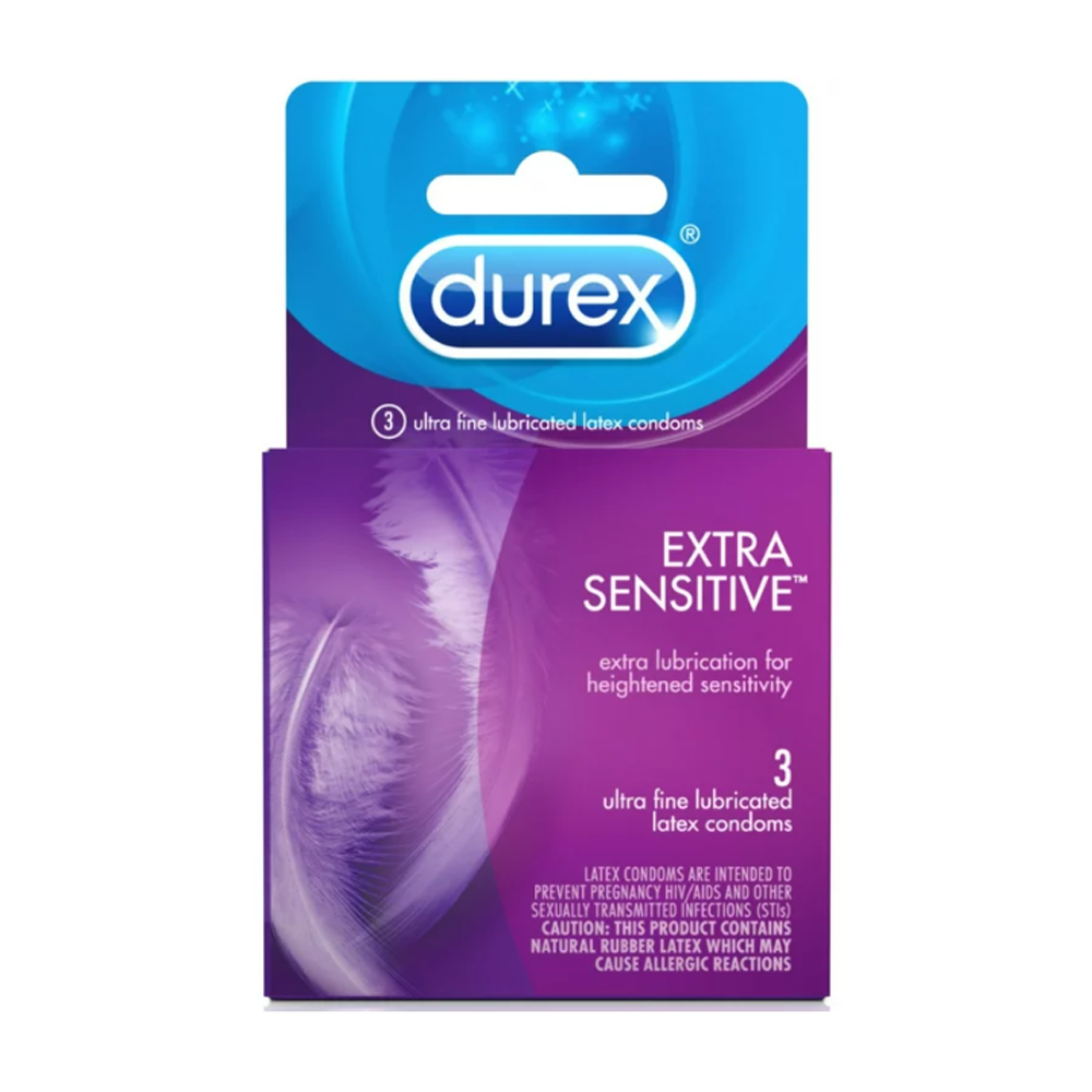 Durex Extra Sensitive - 3 pk – Rechargeable, Discreet, Intimate Wellness Accessory – Quiet, Rechargeable, Waterproof, Couples & Solo Use, Discreet Intimate Wellness Accessory