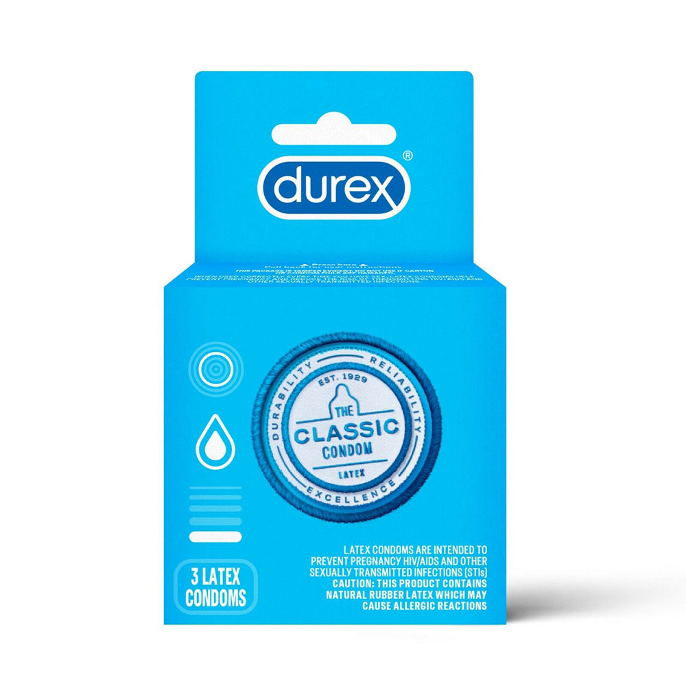 Durex Classic Condoms - 3 pk – Rechargeable, Discreet, Intimate Wellness Accessory – Quiet, Rechargeable, Waterproof, Couples & Solo Use, Discreet Intimate Wellness Accessory