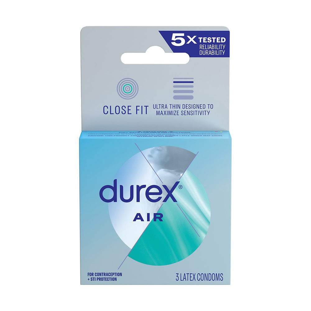 Durex Air Close Fit Condoms - 3 pk – Rechargeable, Discreet, Intimate Wellness Accessory – Quiet, Rechargeable, Waterproof, Couples & Solo Use, Discreet Intimate Wellness Accessory
