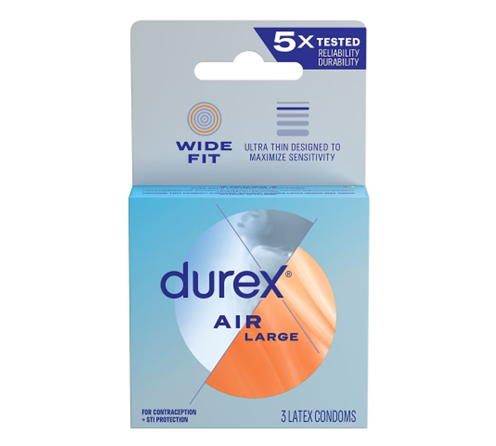 Durex Air Wide Fit Condoms - 3 pk – Rechargeable, Discreet, Intimate Wellness Accessory – Quiet, Rechargeable, Waterproof, Couples & Solo Use, Discreet Intimate Wellness Accessory