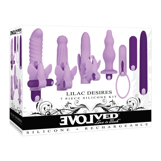 Evolved Lilac Desires 7pc Silicone Kit – Rechargeable, Discreet, Intimate Wellness Accessory – Quiet, Rechargeable, Waterproof, Couples & Solo Use, Discreet Intimate Wellness Accessory