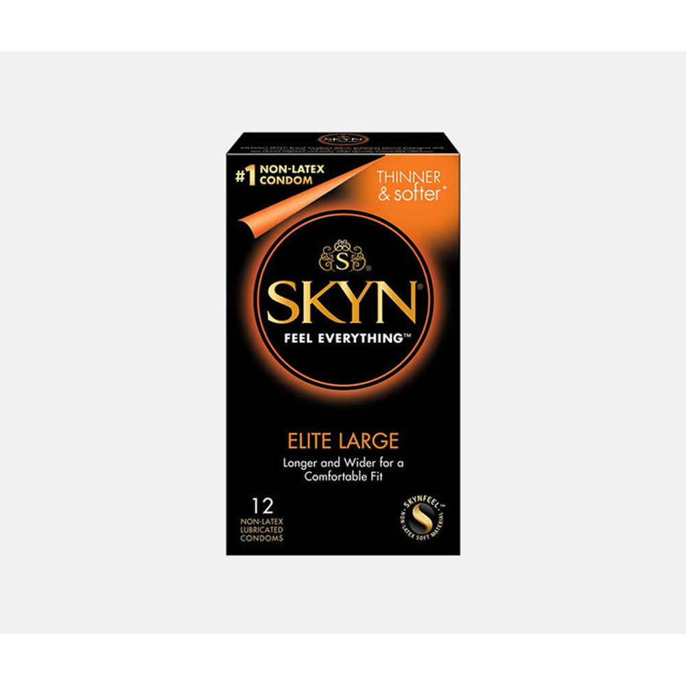 Skyn Elite Large Non-Latex Condoms 12pk – Rechargeable, Discreet, Intimate Wellness Accessory – Quiet, Rechargeable, Waterproof, Couples & Solo Use, Discreet Intimate Wellness Accessory