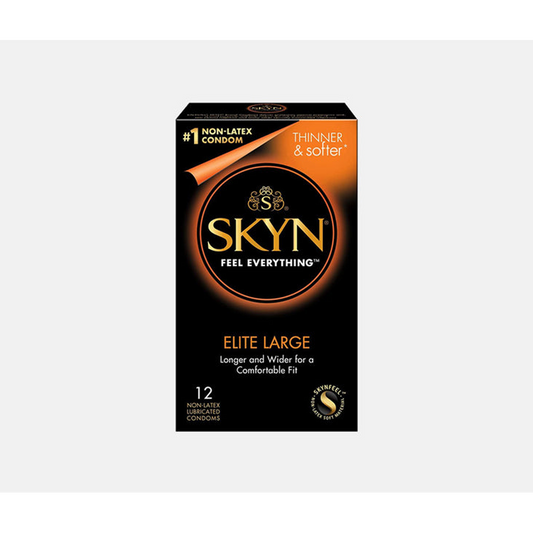 Skyn Elite Large Non-Latex Condoms 12pk – Rechargeable, Discreet, Intimate Wellness Accessory – Quiet, Rechargeable, Waterproof, Couples & Solo Use, Discreet Intimate Wellness Accessory