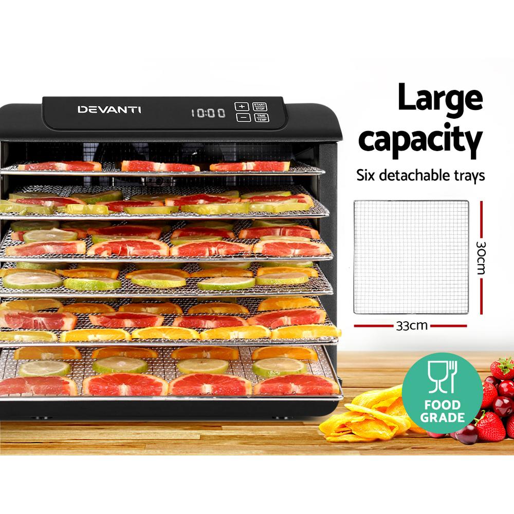 Devanti 6 Tray Food Dehydrators Commercial Beef Jerky Maker Fruit