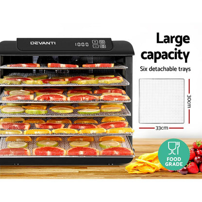 Devanti 6 Tray Food Dehydrators Commercial Beef Jerky Maker Fruit