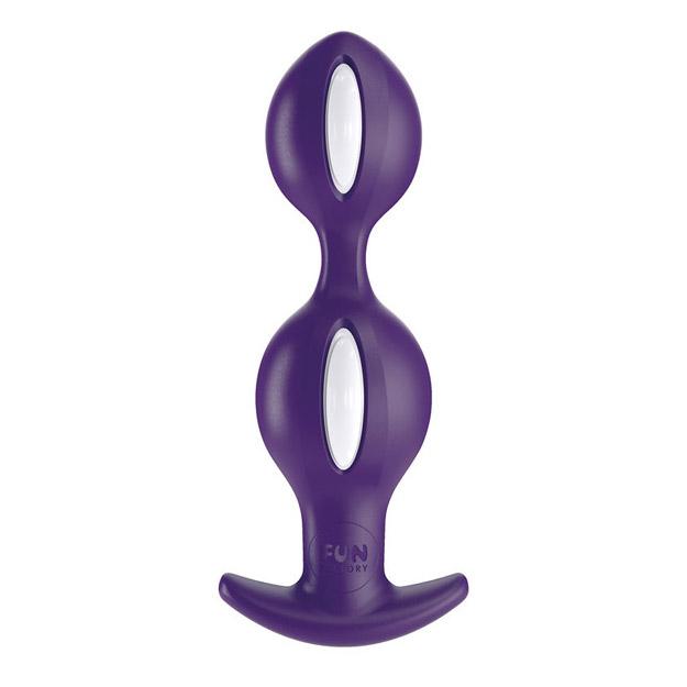 Fun Factory B Balls Duo Reactive backdoor Plug White/Dark Violet – Rechargeable, Discreet, Intimate Wellness Accessory – Quiet, Rechargeable, Waterproof, Couples & Solo Use, Discreet Intimate Wellness Accessory