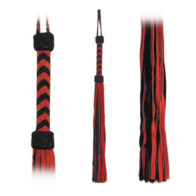 Flogger Red-Black Suede Tails 30in – Rechargeable, Discreet, Intimate Wellness Accessory – Quiet, Rechargeable, Waterproof, Couples & Solo Use, Discreet Intimate Wellness Accessory