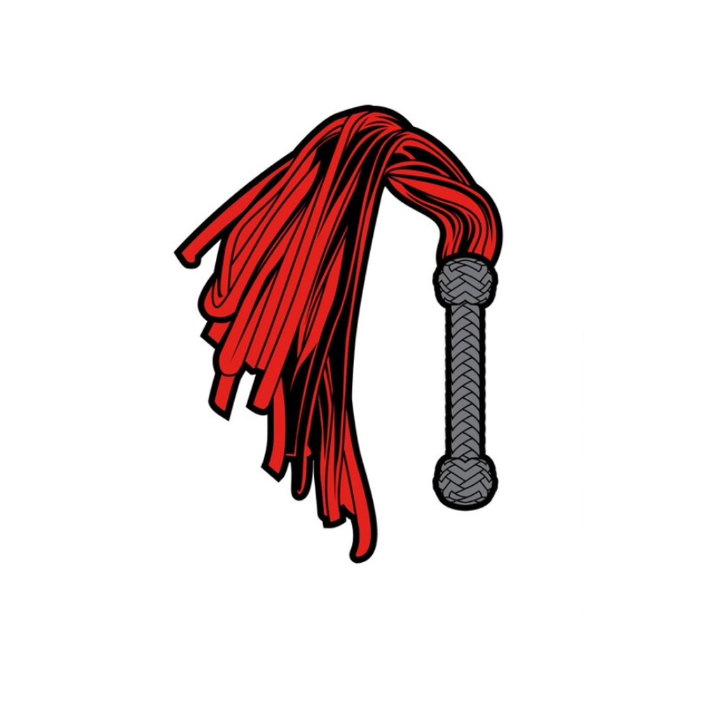 Enamel Pin: Flogger - Red/Black – Rechargeable, Discreet, Intimate Wellness Accessory – Quiet, Rechargeable, Waterproof, Couples & Solo Use, Discreet Intimate Wellness Accessory