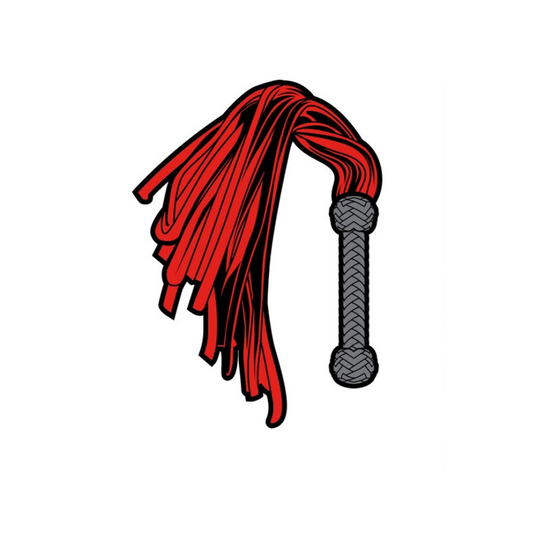 Enamel Pin: Flogger - Red/Black – Rechargeable, Discreet, Intimate Wellness Accessory – Quiet, Rechargeable, Waterproof, Couples & Solo Use, Discreet Intimate Wellness Accessory