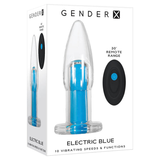 Gender-X  Electric Blue Vibrating Plug * – Rechargeable, Discreet, Intimate Wellness Accessory – Quiet, Rechargeable, Waterproof, Couples & Solo Use, Discreet Intimate Wellness Accessory