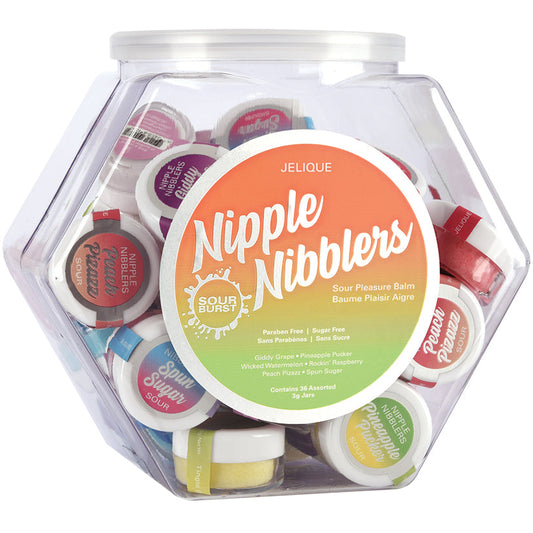 Jelique Nipple Nibblers Sour Pleasure Balm Assorted (Display Bowl/36Pcs) 3g.