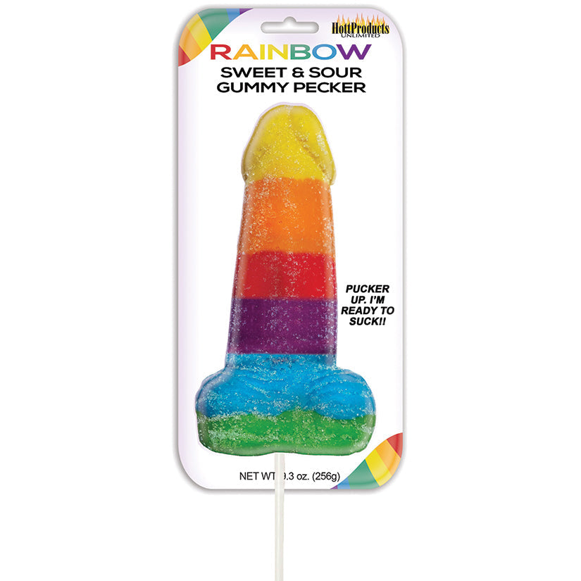 Rainbow Sweet & Sour Gummy Pecker Pop.